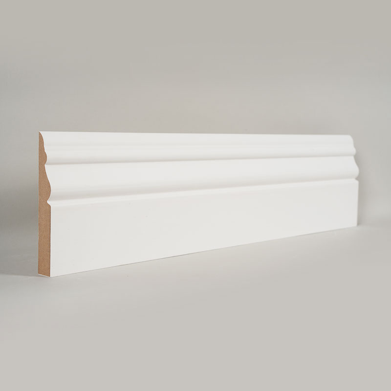 MDF 스커트 보드(필러 프라이머 & 펄 화이트)3/5' x 3 7/8'