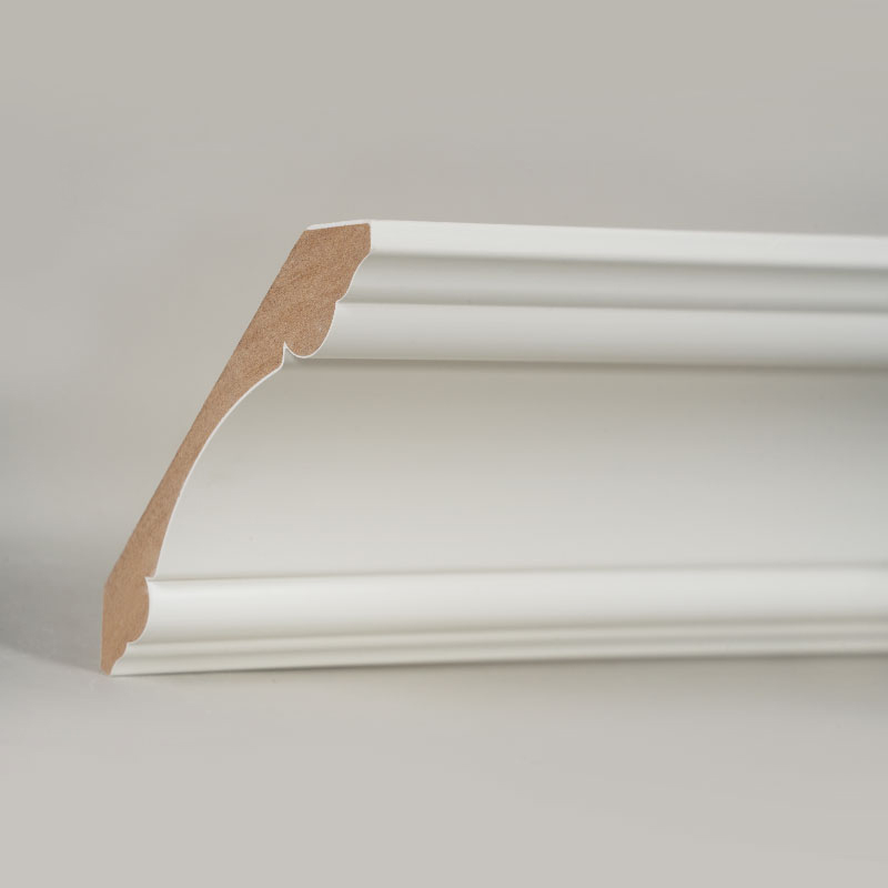 MDF 크라운 몰딩(필러 프라이머 & 펄 화이트) 3/4' x 4 3/4'