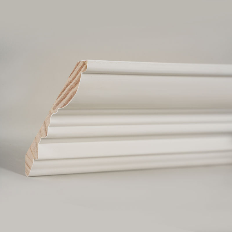 소나무 크라운 몰딩(필러 프라이머 & 펄 화이트) 3/5' x 4 1/2'