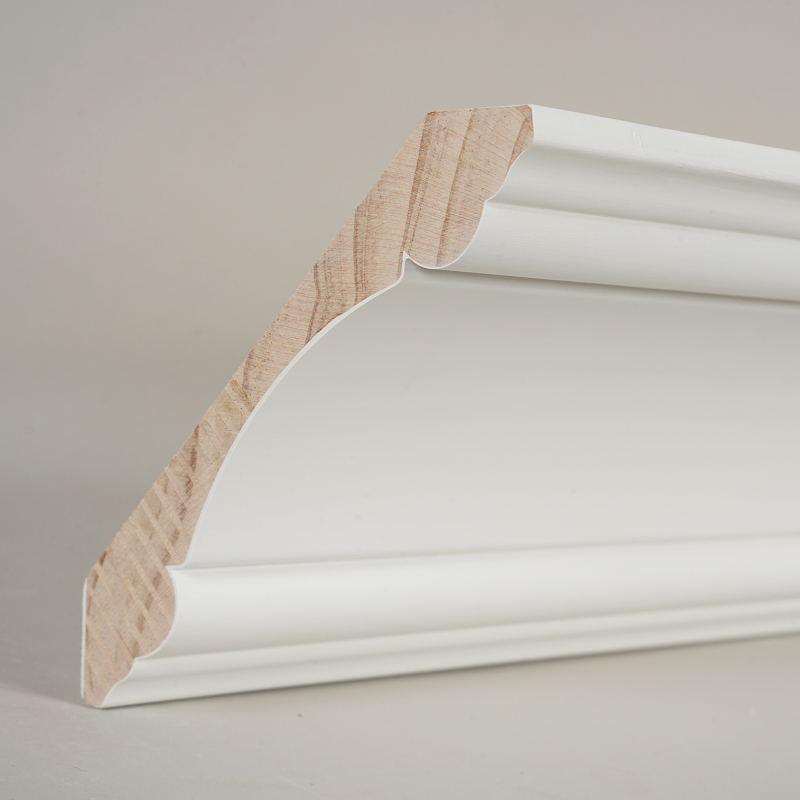 소나무 크라운 몰딩(필러 프라이머 & 펄 화이트) 3/4' x 4 3/4'