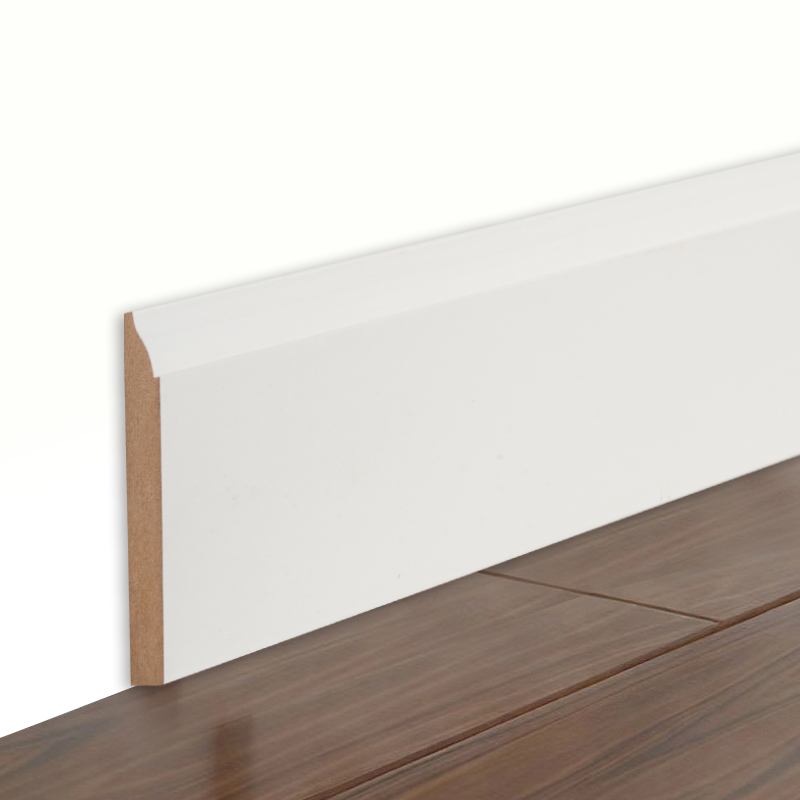 MDF 스커트 보드(필러 프라이머 & 펄 화이트)3/5' x 3 1/4'